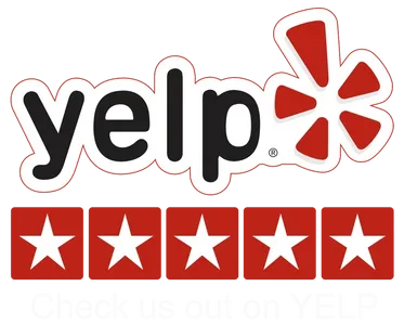 Yelp logo in black color with star ratings